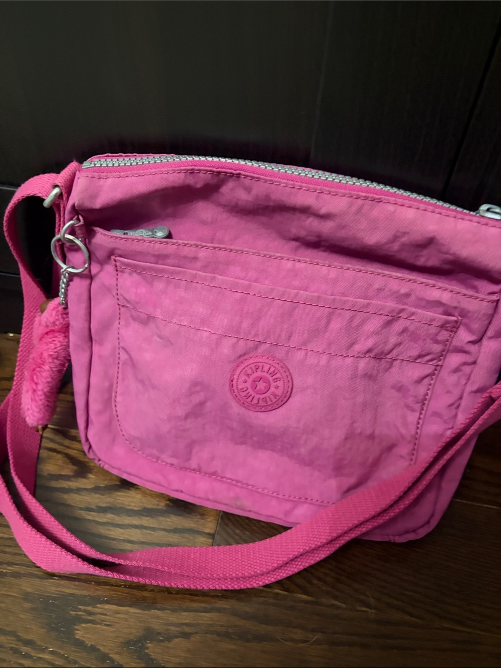 Kipling Hot Pink Crossbody Bag with Front Pocket